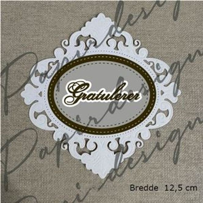 Hovedbilde Papirdesign - Dies - Ramme 8 m/Gratulerer -PD1679