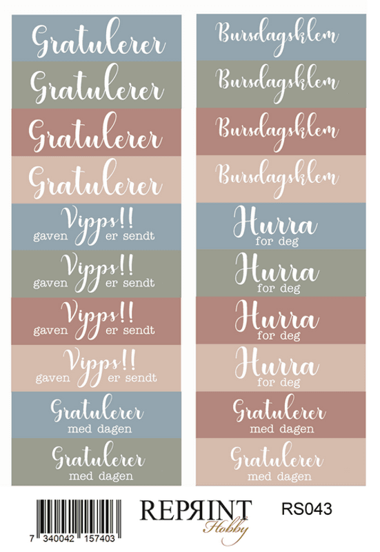Reprint - Quiet Moments Norsk Text -stickers - 11x16 cm Art.nrRS043