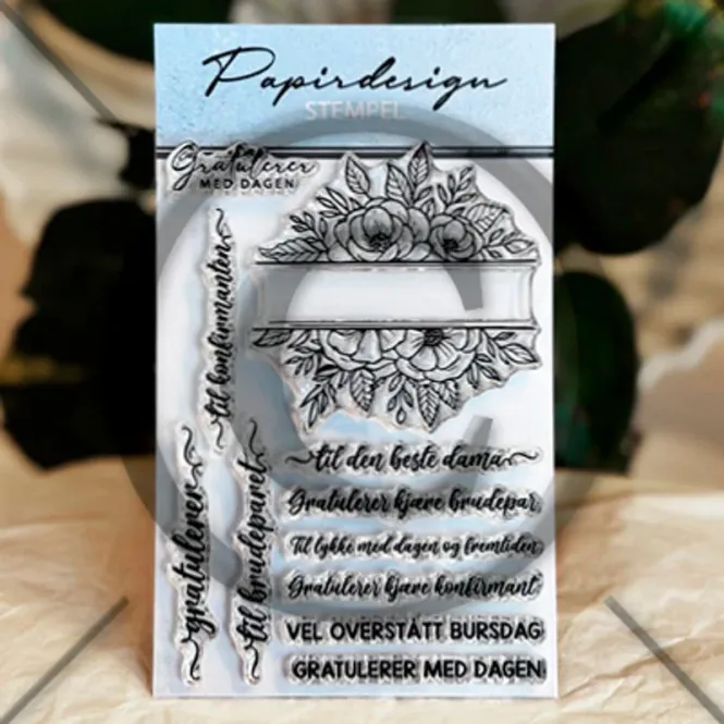 Hovedbilde Papirdesign - Clear stamp - Blomsterramme-PD 1659