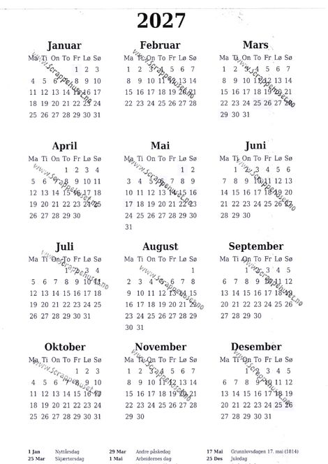 Hovedbilde Bildeark- Scrappehuset- Kalender 2027