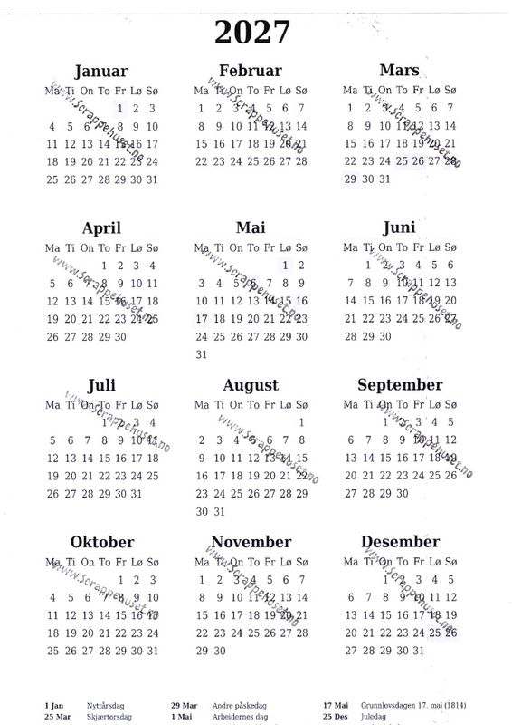 Bildeark- Scrappehuset- Kalender 2027