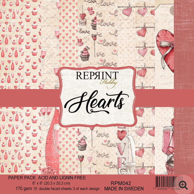 Hovedbilde Reprint- Hearts- Blokk- 8x8inch