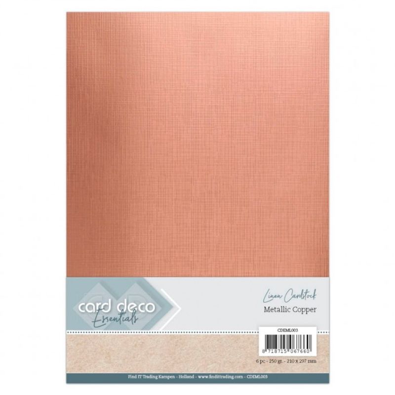 Card Deco Essentials-Metallic linen karton A4 Copper-CDEML003