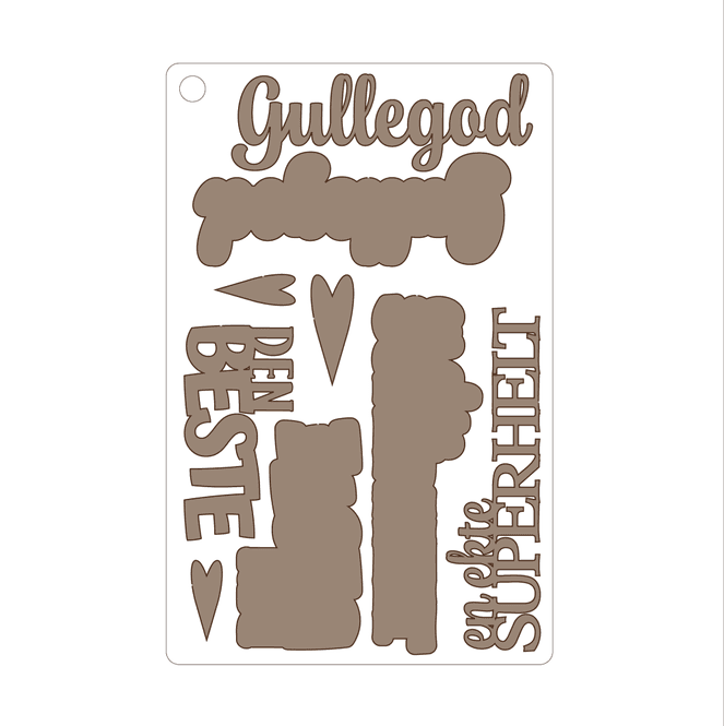 Hovedbilde Gullegod, selvklebende laserkutt på plate 9x14cm