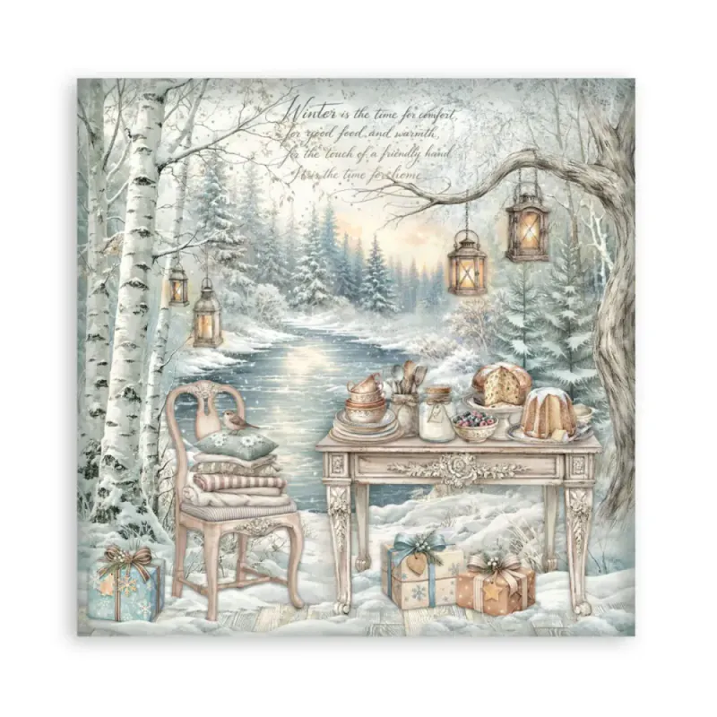 Stamperia - White Christmas - Singled sided - Paper Pad 8 x 8