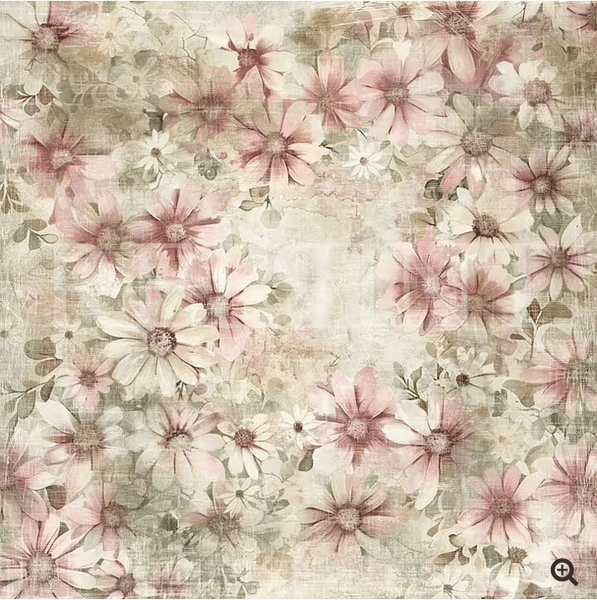 Girly-Flowers- RP0646- 12x12 inch fra Reprint