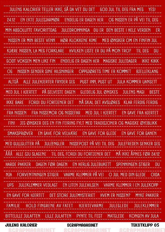 Scrapmagasinet- Klippetekster 05 - Julens kalorier - rød A4