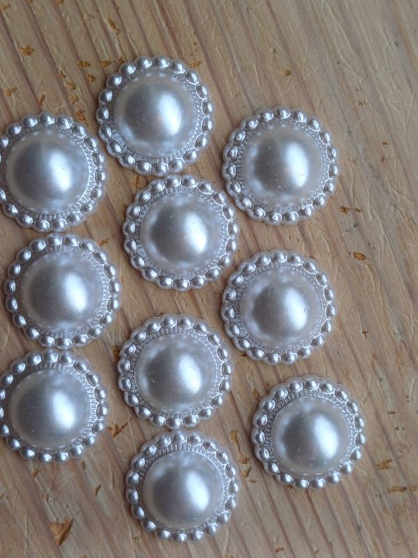 Perleknapp med flat Bakside - Hvit - SHB04